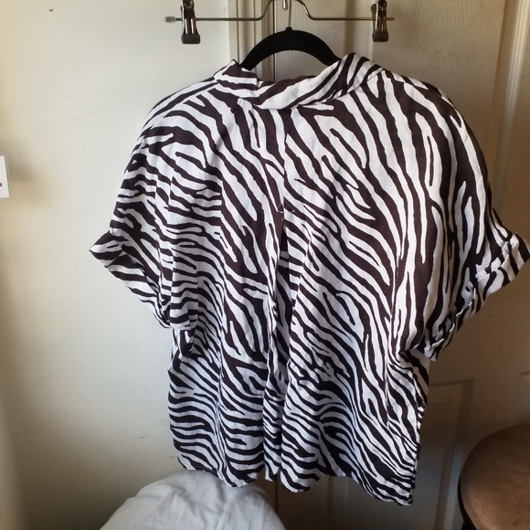 Charter Club 100% Linen Luxury Zebra Print Blouse XL - Picture 5 of 13